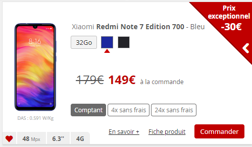 promotion Redmi Note 7 chez Free