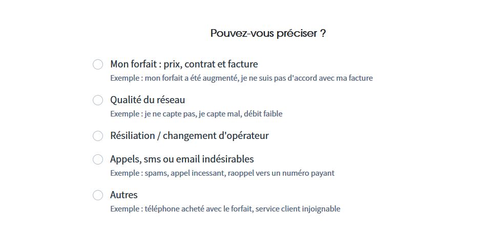 préciser le problème rencontré avec un opérateur téléphonique sur SignalConso